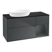 V&B Meuble sous lavabo Finion 120 cm, éclairage mural, placage bois, laqué mat blanc