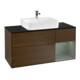 V&B Meuble sous lavabo Finion 120 cm, éclairage mural, placage bois, laqué, noyer ven.