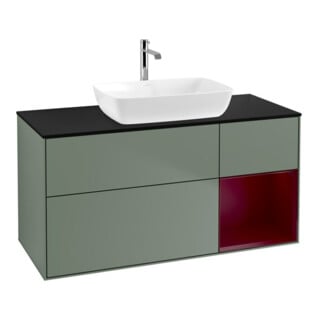 V&B Meuble sous-lavabo Finion 120 cm, éclairage mural, placage bois, laqué régulier, huile laquée