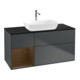 V&B Meuble sous lavabo Finion 120 cm, éclairage mural, placage bois, noyer régulier, bleu moyen mat, laqué-1