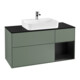 V&B Meuble sous lavabo Finion 120 cm, éclairage mural, placage bois, réglette bleue, huile avec laque-1