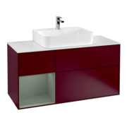 V&B Meuble sous lavabo Finion 120 cm, éclairage mural, placage bois, réglette gauche, huile mate, laque, poignée métal-1