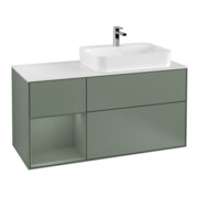 V&B Meuble sous lavabo Finion 120 cm, éclairage mural, placage chêne clair mat, laqué huilé mat-1