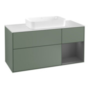 V&B Meuble sous lavabo Finion 120 cm, éclairage mural, placage chêne, laqué huileux