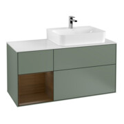 V&B Meuble sous-lavabo Finion 120 cm, éclairage mural, placage chêne, vernis huile, mat laqué