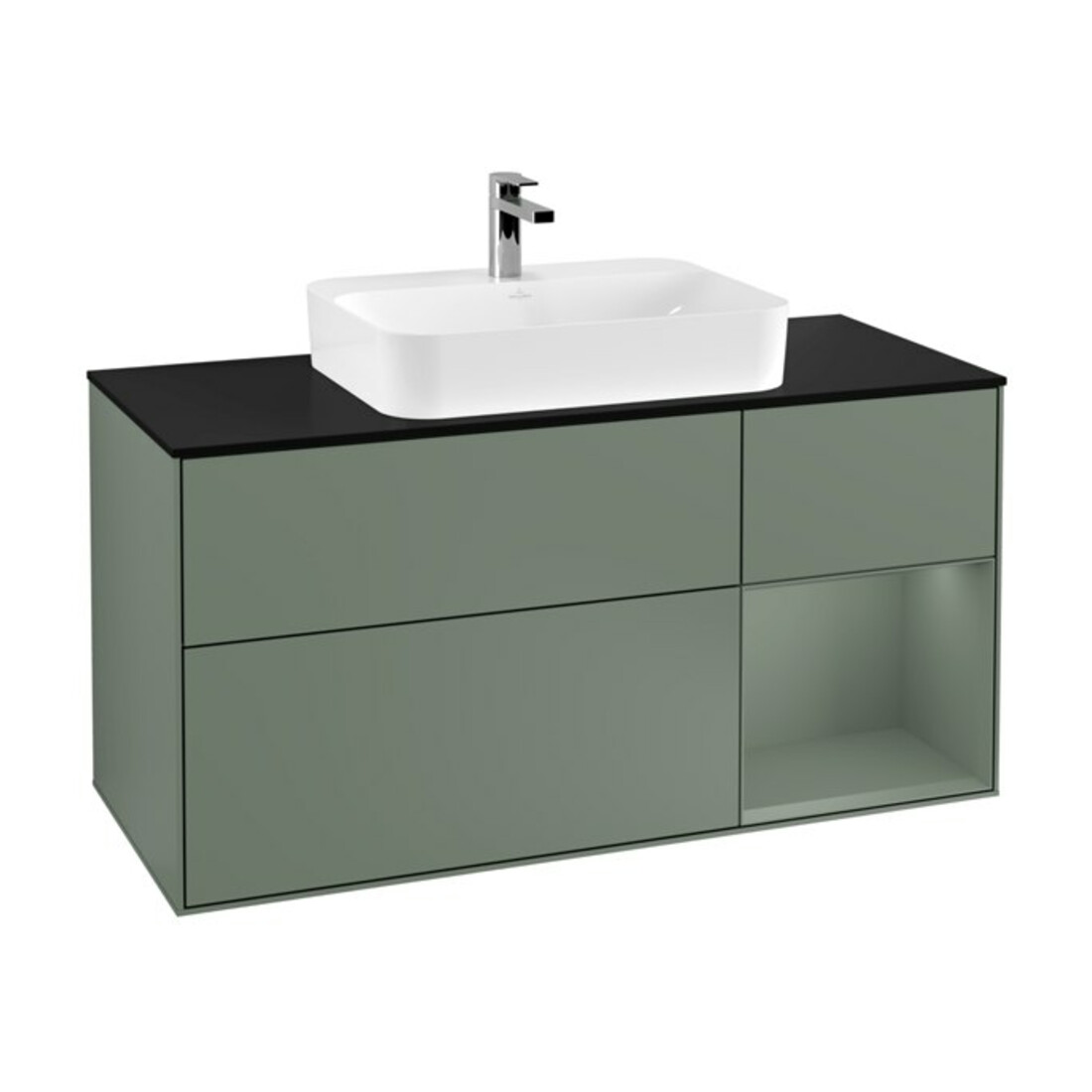 V&B Meuble sous-lavabo Finion 120 cm, éclairage mural, placage m, réglette re, huile m, huile m laqué