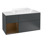 V&B Meuble sous lavabo Finion 120 cm, éclairage mural, placage noyer, mat, laqué