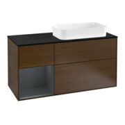 V&B Meuble sous lavabo Finion 120 cm, éclairage mural, placage noyer veiné