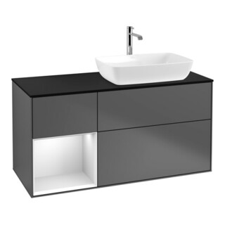 V&B Meuble sous lavabo Finion 120 cm, Pl b m, Éclairage mural, Anthracite m