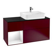 V&B Meuble sous lavabo Finion 120 cm, Pl b m, Éclairage mural, gauche, blanc brillant, Lac, Peo m