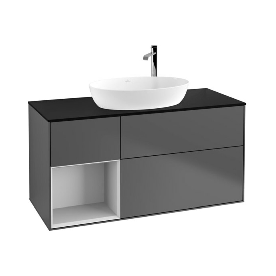 V&B Meuble sous-lavabo Finion 120 cm, Pl b m, Éclairage mural, Lacque, Anthracite m