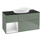 V&B Meuble sous-lavabo Finion 120 cm, Pl b m, Étag. bl. m laque, Oli. m laque