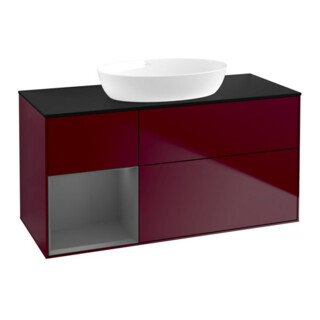 V&B Meuble sous lavabo Finion 120 cm, Pl b m, Étagère anthracite mat laqué, Peo m