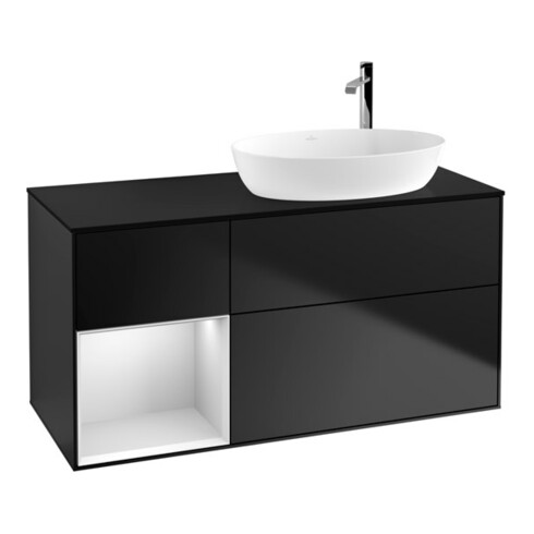 V&B Meuble sous lavabo Finion 120 cm, Pl b m, Étagère bl. m Lac