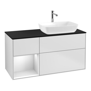 V&B Meuble sous-lavabo Finion 120 cm, Pl b m, Étagère bl. m Lac, bl. m Lac