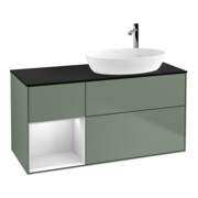 V&B Meuble sous-lavabo Finion 120 cm, Pl b m, Étagère bl. m laq., Huile m laq.