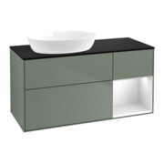 V&B Meuble sous lavabo Finion 120 cm, Pl b m, Étagère bl. m laq., Oli. m laq.-1