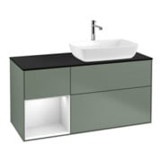 V&B Meuble sous lavabo Finion 120 cm, Pl b m, Étagère bl. m laque, Huilé m laque