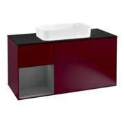 V&B Meuble sous lavabo Finion 120 cm, Pl b m, Étagère gauche Anthracite m, Peo m
