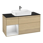V&B Meuble sous lavabo Finion 120 cm, Pl b m, Étagère gauche blanc mat, avec laque, Oa ven