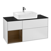 V&B Meuble sous lavabo Finion 120 cm, Pl b m, Étagère gauche, blanc mat Lac