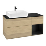 V&B Meuble sous lavabo Finion 120 cm, Pl b m, Étagère gauche, bleu m Lac, Oa ven