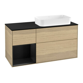 V&B Meuble sous lavabo Finion 120 cm, Pl b m, Étagère gauche bleu m Lac, Oa ven