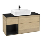 V&B Meuble sous lavabo Finion 120 cm, Pl b m, Étagère gauche, bleu mat laqué, Oa ven