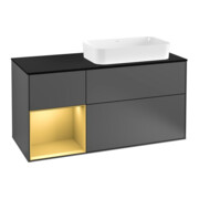 V&B Meuble sous-lavabo Finion 120 cm, Pl b m, Étagère gauche gol m, Anthracite m