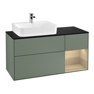 V&B Meuble sous lavabo Finion 120 cm, Pl b m, Étagère gauche Oa ven, Oli. m Lac