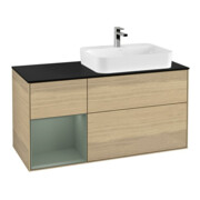 V&B Meuble sous lavabo Finion 120 cm, Pl b m, Étagère gauche, Oli. m Lac, Oa ven