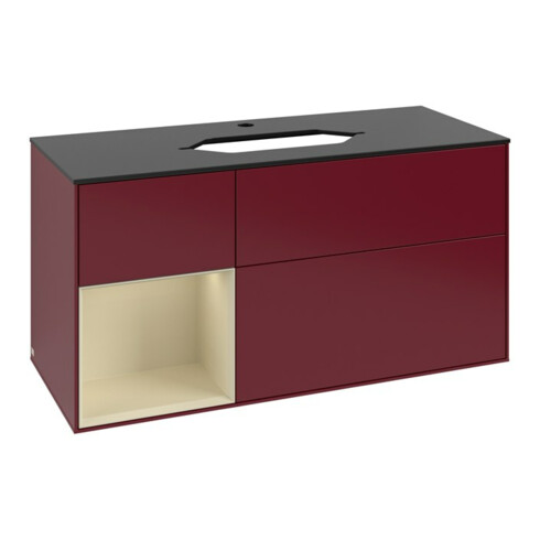 V&B Meuble sous lavabo Finion 120 cm, Pl b m, Étagère gauche si Gr m Lac, Peo m