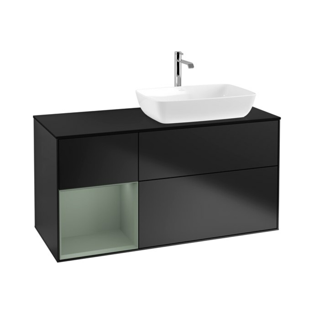 V&B Meuble sous-lavabo Finion 120 cm, Pl b m, Étagère Oli. m Lac, bleue m Lac