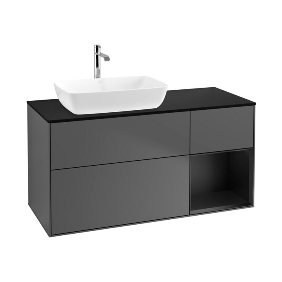 V&B Meuble sous lavabo Finion 120 cm, Pl b m, Reg bla m Lac, Anthrac. m