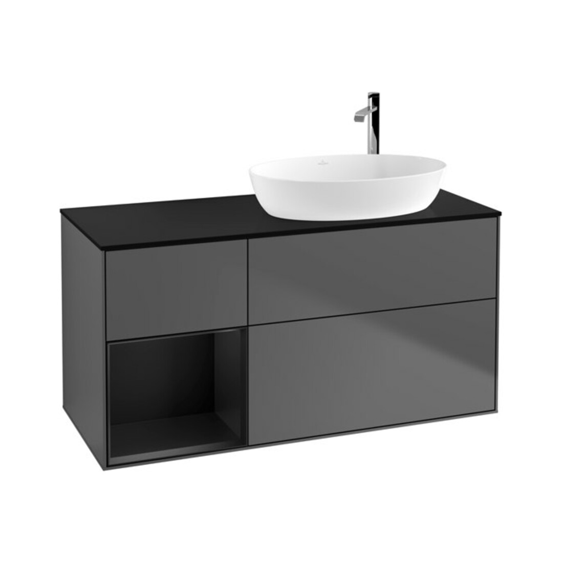 V&B Meuble sous lavabo Finion 120 cm, Pl b m, Reg bla m Lac, Anthrac. m