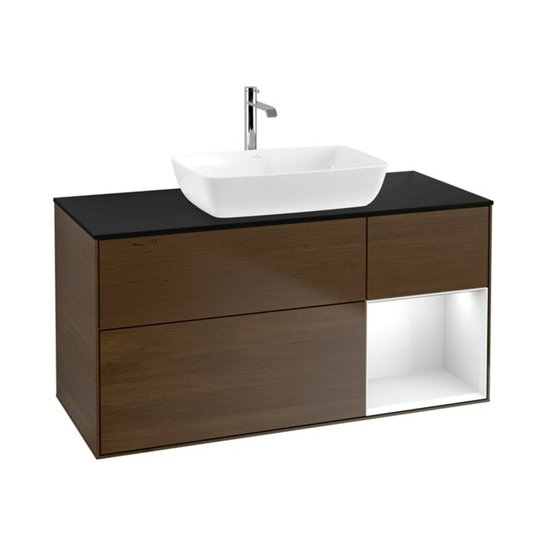 V&B Meuble sous lavabo Finion 120 cm, Pl b m, Reg glo wh. Lac, wal ven