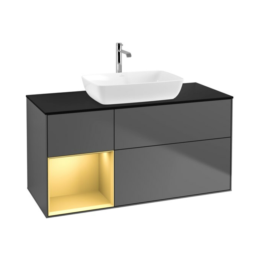 V&B Meuble sous-lavabo Finion 120 cm, Pl b m, Rég gol m Lac, Anthrac. m