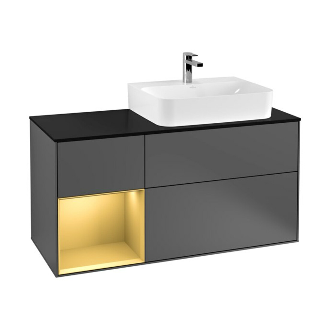 V&B Meuble sous lavabo Finion 120 cm, Pl b m, Reg li gol m, Anthracite m