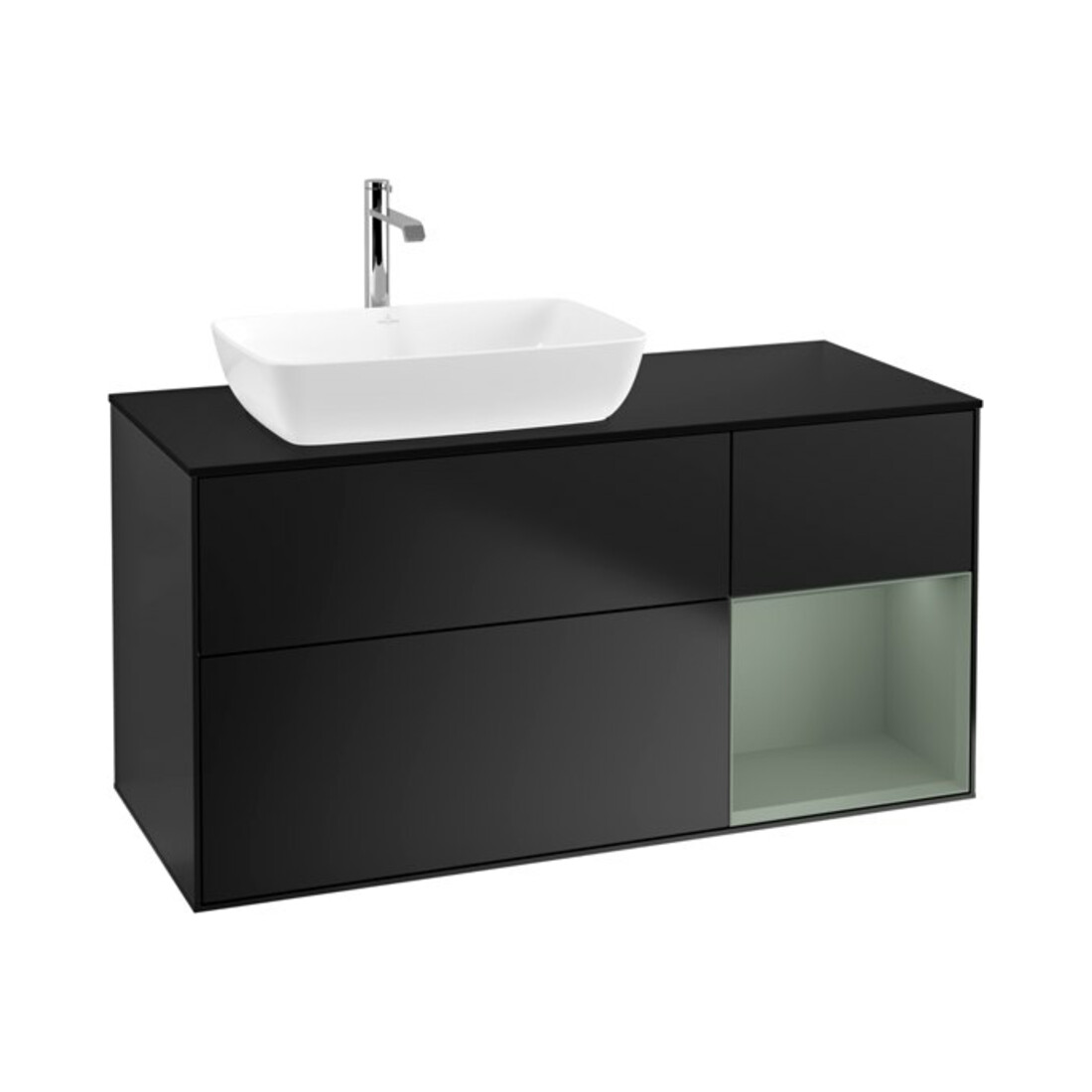 V&B Meuble sous lavabo Finion 120 cm, Pl b m, Reg Oli. m Lac, bla m Lac
