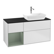 V&B Meuble sous lavabo Finion 120 cm, Pl b m, Reg Oli. m Lac, blanc m Lac