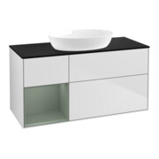 V&B Meuble sous lavabo Finion 120 cm, Pl b m, Reg Oli. m Lac, blanc m Lac