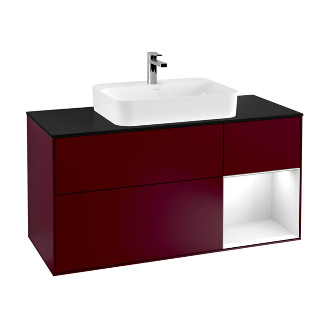 V&B Meuble sous lavabo Finion 120 cm, Pl b m, Reg re glo wh. Lac, Peo m