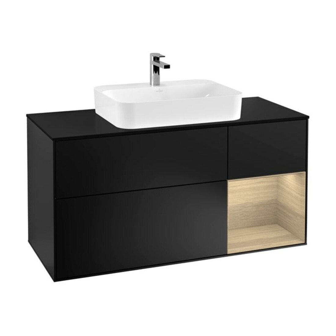 V&B Meuble sous lavabo Finion 120 cm, Pl b m, Reg re Oa ven, bla m Lac