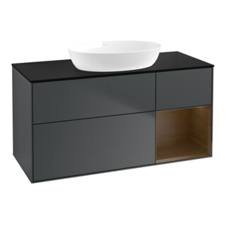 V&B Meuble sous-lavabo Finion 120 cm, Pl b m, Reg wal ven, éclairage mural, md bl. m Lac