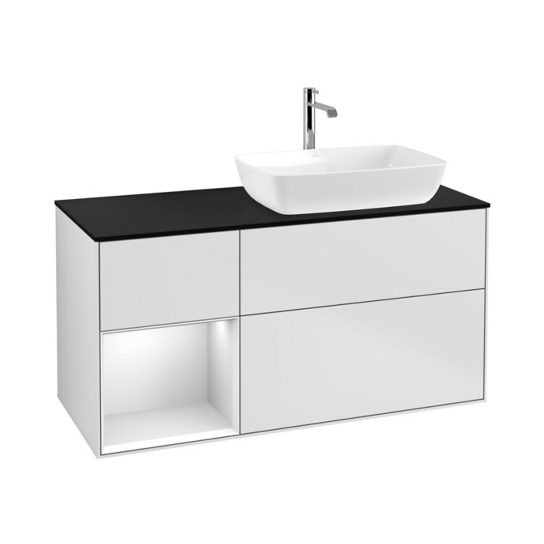V&B Meuble sous lavabo Finion 120 cm, Pl b m, Rég wh. m Lac, wh. m Lac