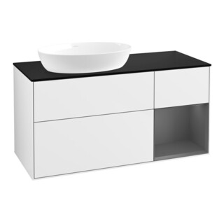 V&B Meuble sous-lavabo Finion 120 cm, Pl b m, Rg A m Lac, blanc brillant Lac
