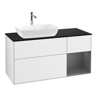 V&B Meuble sous-lavabo Finion 120 cm, Pl b m, Rg A m Lac, blanc brillant Lac