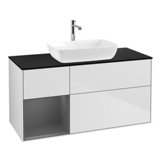 V&B Meuble sous lavabo Finion 120 cm, Pl b m, Rg A m Lac, blanc m Lac