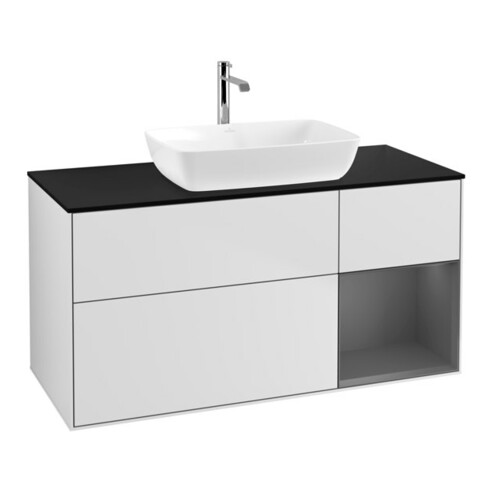 V&B Meuble sous lavabo Finion 120 cm, Pl b m, Rg A m Lac, blanc m Lac