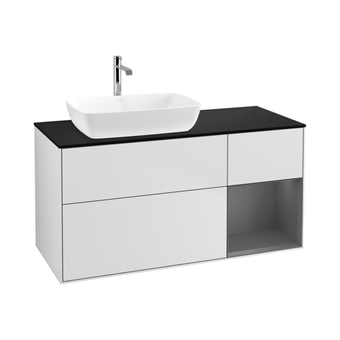 V&B Meuble sous lavabo Finion 120 cm, Pl b m, Rg A m Lac, blanc m Lac